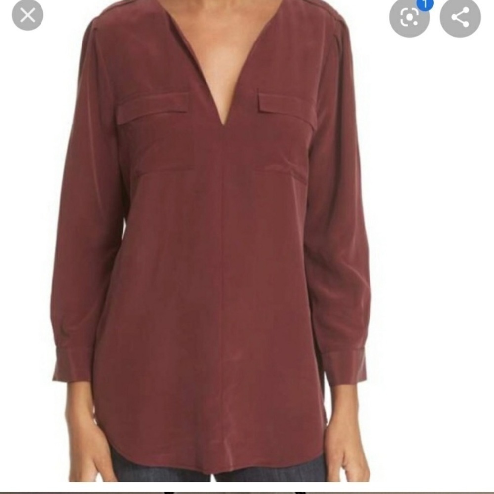 Joie Marlo Silk Blouse Maroon